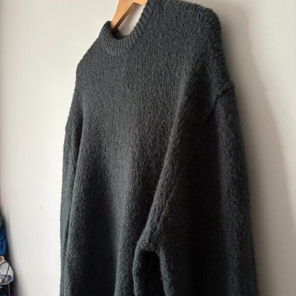 Zara Wool Alpaca Blend Oversized Soft Knit Sweater Dark Grey Charcoal Size Large - Picture 4 of 9